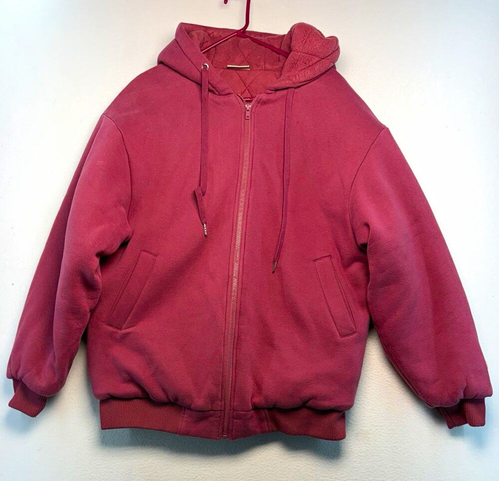 Comfrt weighted Women’s M Burgundy Full Zip Hooded Fleece Hoodie w/ Pockets Logo